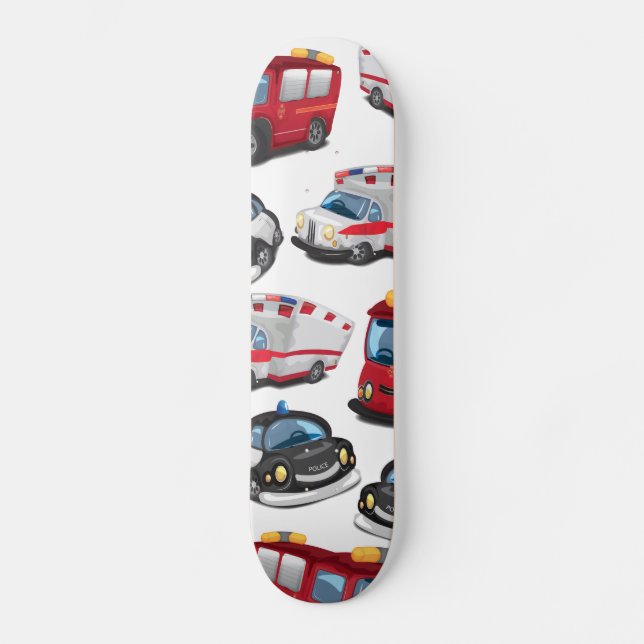 Police, Ambulance and Fire Service transport Skateboard Deck (Front)