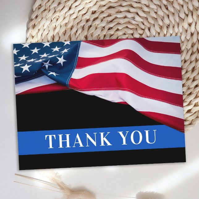 Police American Flag Law Enforcement Thank You Postcard (Creator Uploaded)