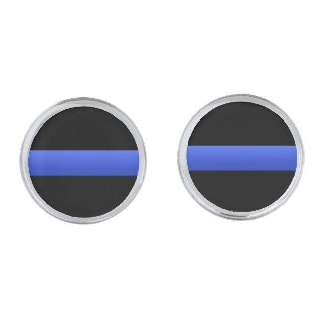 Police and LEO Thin Blue Line Cufflinks (Front)