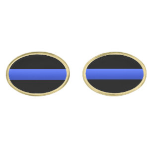 Police and LEO Thin Blue Line Gold Cufflinks