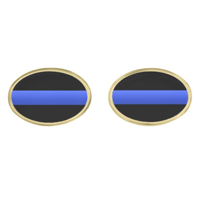 Police and LEO Thin Blue Line Gold Cufflinks (Front)