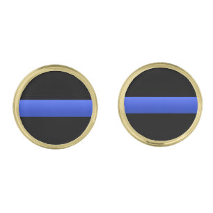 Police and LEO Thin Blue Line Gold Cufflinks