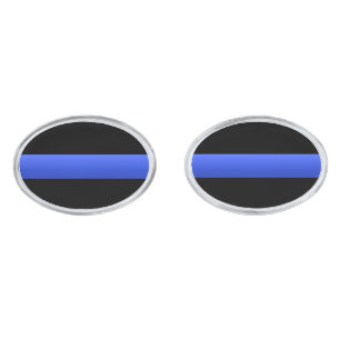Police and LEO Thin Blue Line Silver Cufflinks
