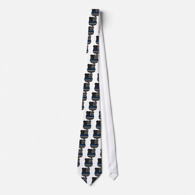 Police Badge Blue Line Tie (Front)