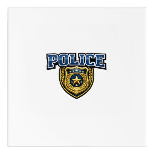 Police Badge Bold Text Design Acrylic Print