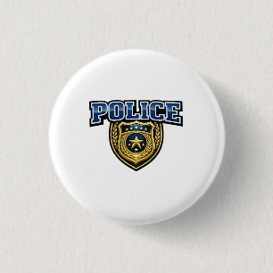 Police Badge Bold Text Design Button