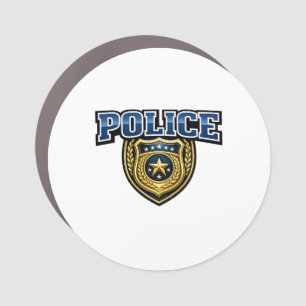 Police Badge Bold Text Design Car Magnet