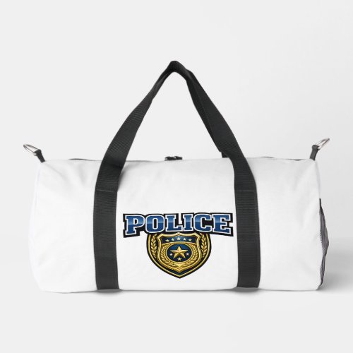 Police Badge Bold Text Design Duffle Bag