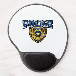 Police Badge Bold Text Design Gel Mouse Pad