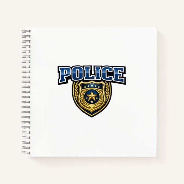 Police Badge Bold Text Design Notebook (Front)