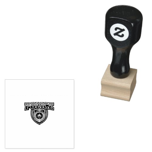 Police Badge Bold Text Design Rubber Stamp