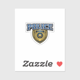 Police Badge Bold Text Design Sticker