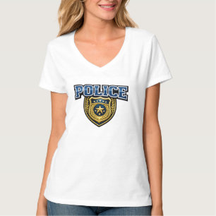 Police Badge Bold Text Design T-Shirt