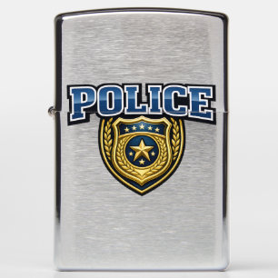 Police Badge Bold Text Design Zippo Lighter