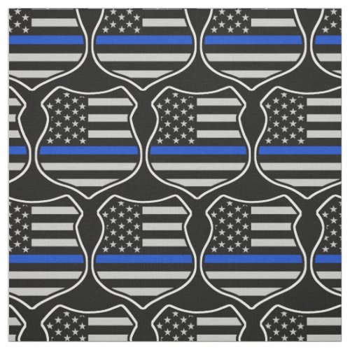 Police badge flag american with thin blue line fabric