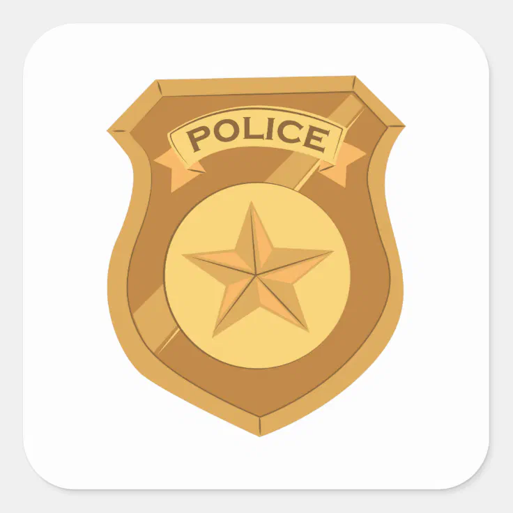 Police Badge Square Sticker | Zazzle
