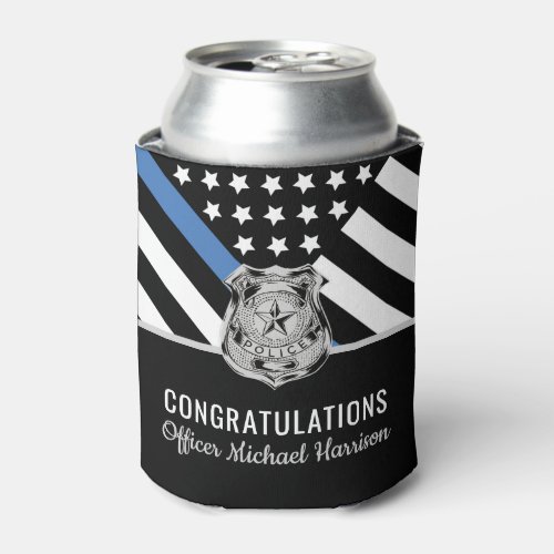 Police Badge Thin Blue Line Academy Graduation Can Cooler