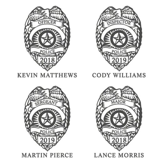 Police Badge Whiskey Glass Set and Decanter (Examples)