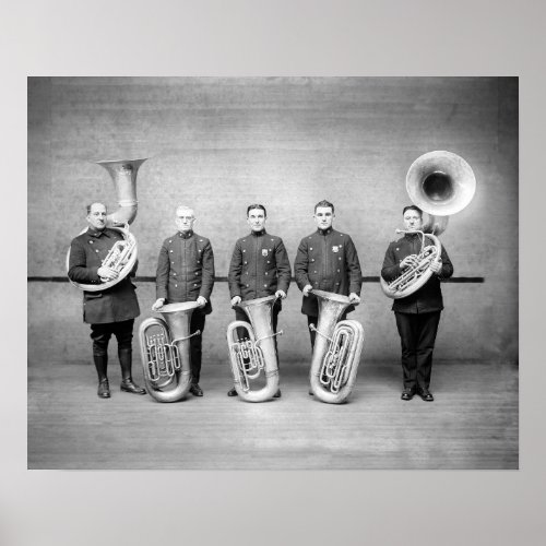 Police Band Tuba Players 1915 Vintage Photo Poster