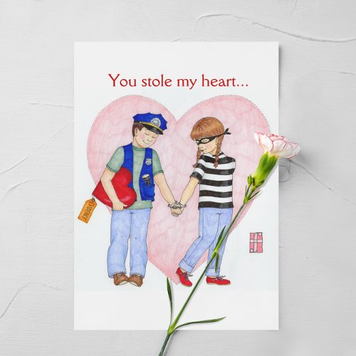 Police Be Mine Valentine Card customizable