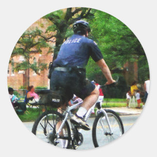 Police Bicycle Patrol Classic Round Sticker
