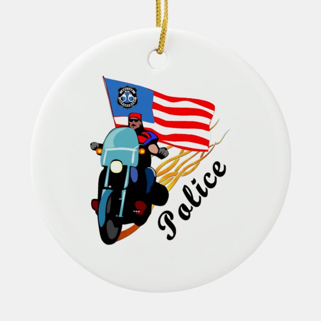 Police Bikers Ceramic Ornament (Front)