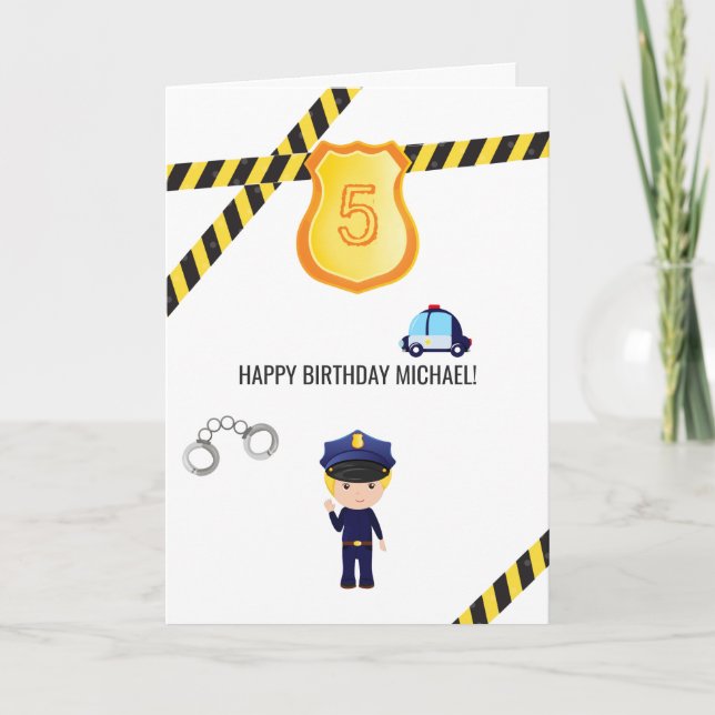 Police Birthday Greeting Card (Front)