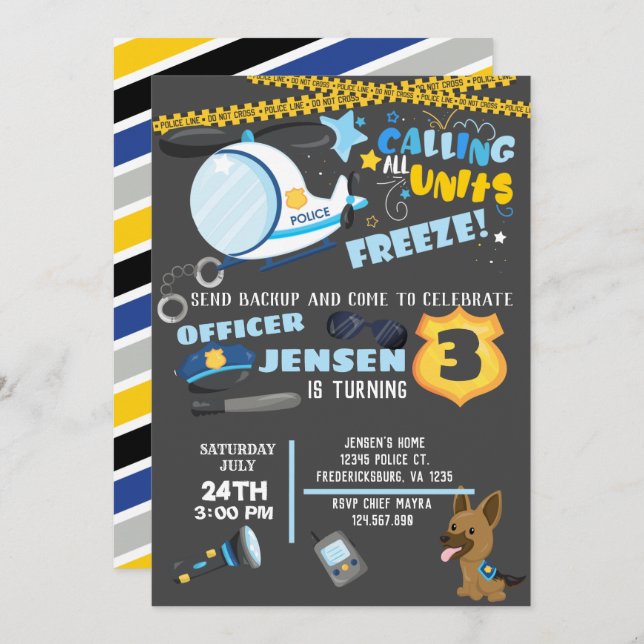 Police Birthday Invitation (Front/Back)