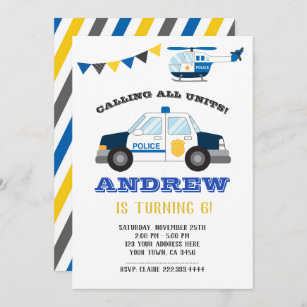 Police Birthday Invitations Zazzle