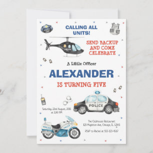 Police Birthday Invitation Police Officer Party