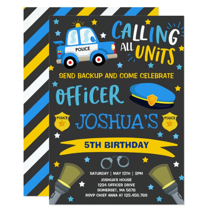 Police Birthday Invitation Police Officer Party | Zazzle.com