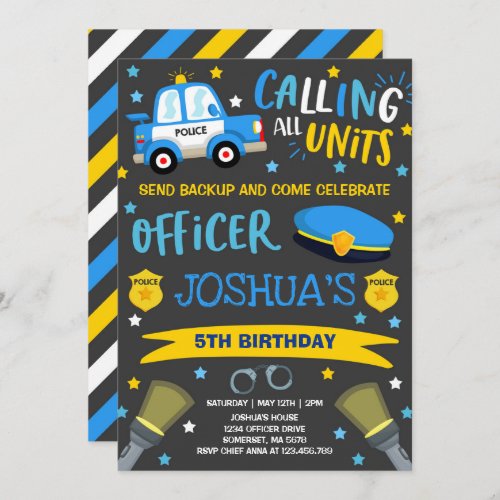 Police Birthday Invitation Police Officer Party
