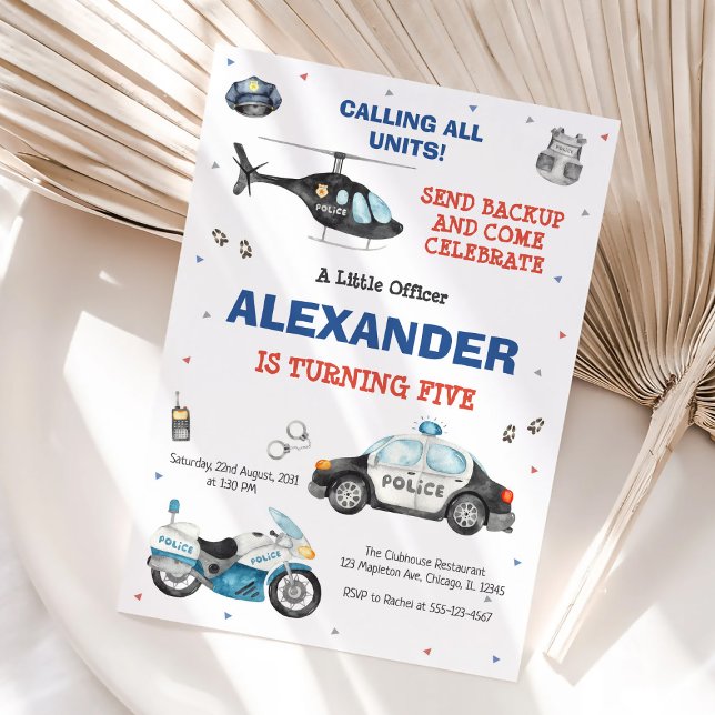 Police Birthday Invitation Police Officer Party (Creator Uploaded)