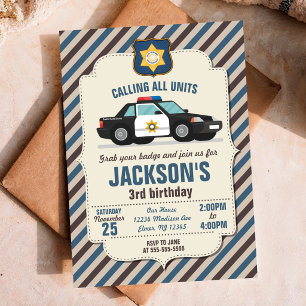 Police Birthday Invitation / Retro Police Car