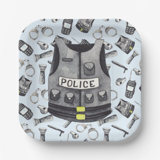 Police Birthday  Paper Plates (Front)