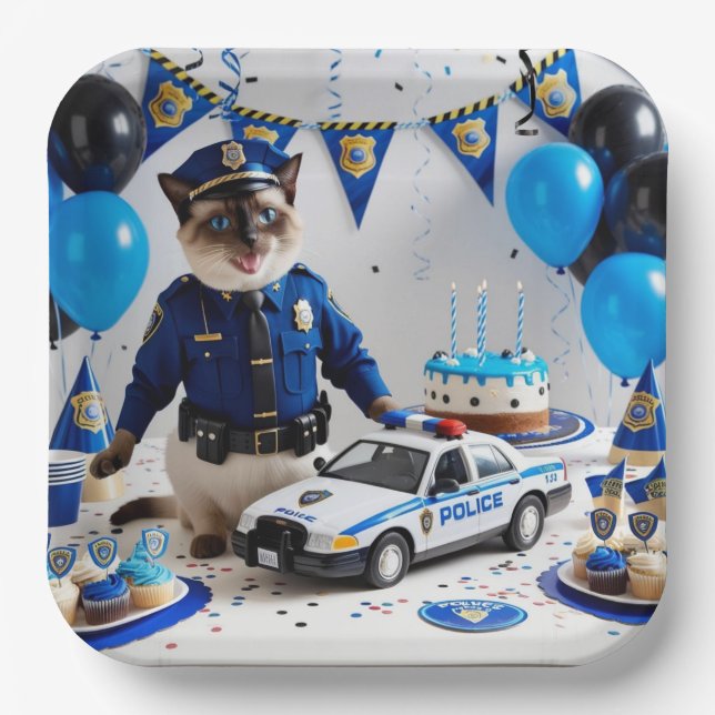 Police Birthday  Paper Plates (Front)