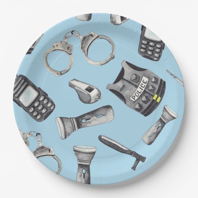 Police Birthday  Paper Plates (Front)