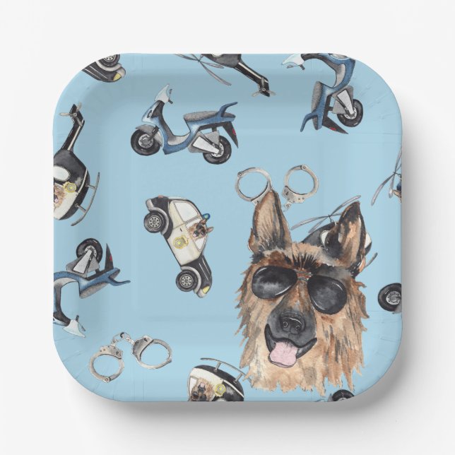 Police Birthday  Paper Plates (Front)