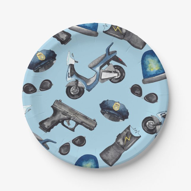 Police Birthday  Paper Plates (Front)