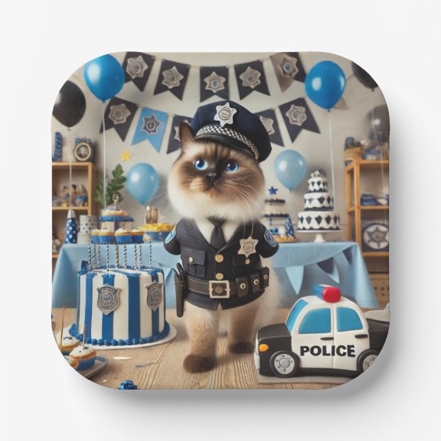 Police Birthday  Paper Plates (Front)
