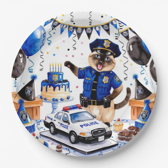 Police Birthday  Paper Plates (Front)
