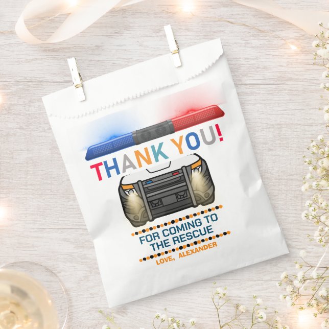 Police Birthday Party Favor Bag (Clipped)