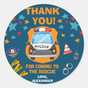Police Birthday Party Favor Classic Round Sticker