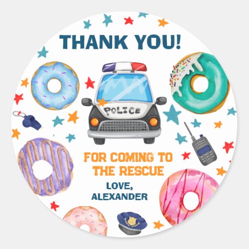 Police Birthday Party Favor Classic Round Sticker