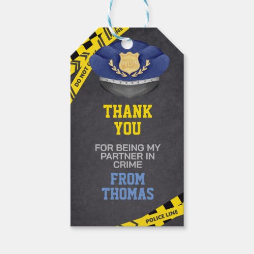 Police Birthday Party Favor Gift Tags