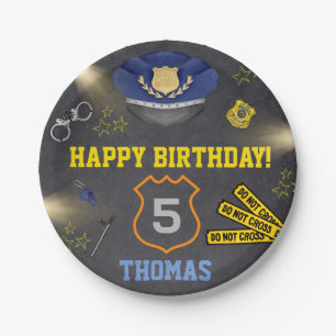 Police Birthday Party Favor Paper Plates