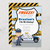 Police Birthday Party Invitation - FREEZE! (Front/Back)