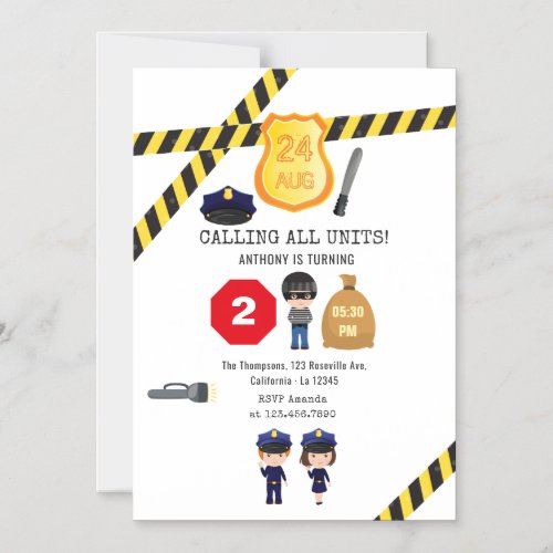 Police Birthday Party Magnetic Invitation