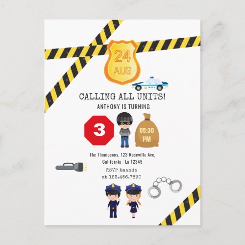 Police Birthday Party Postcard