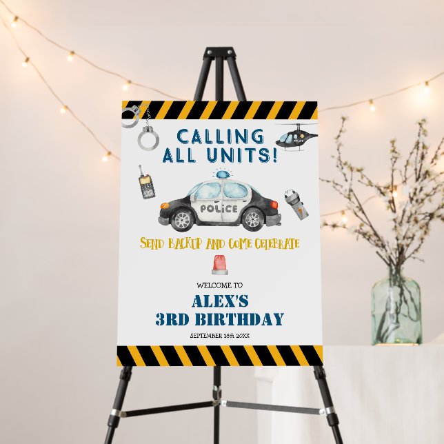 Police Birthday Party Welcome Sign (In Situ (Stand))